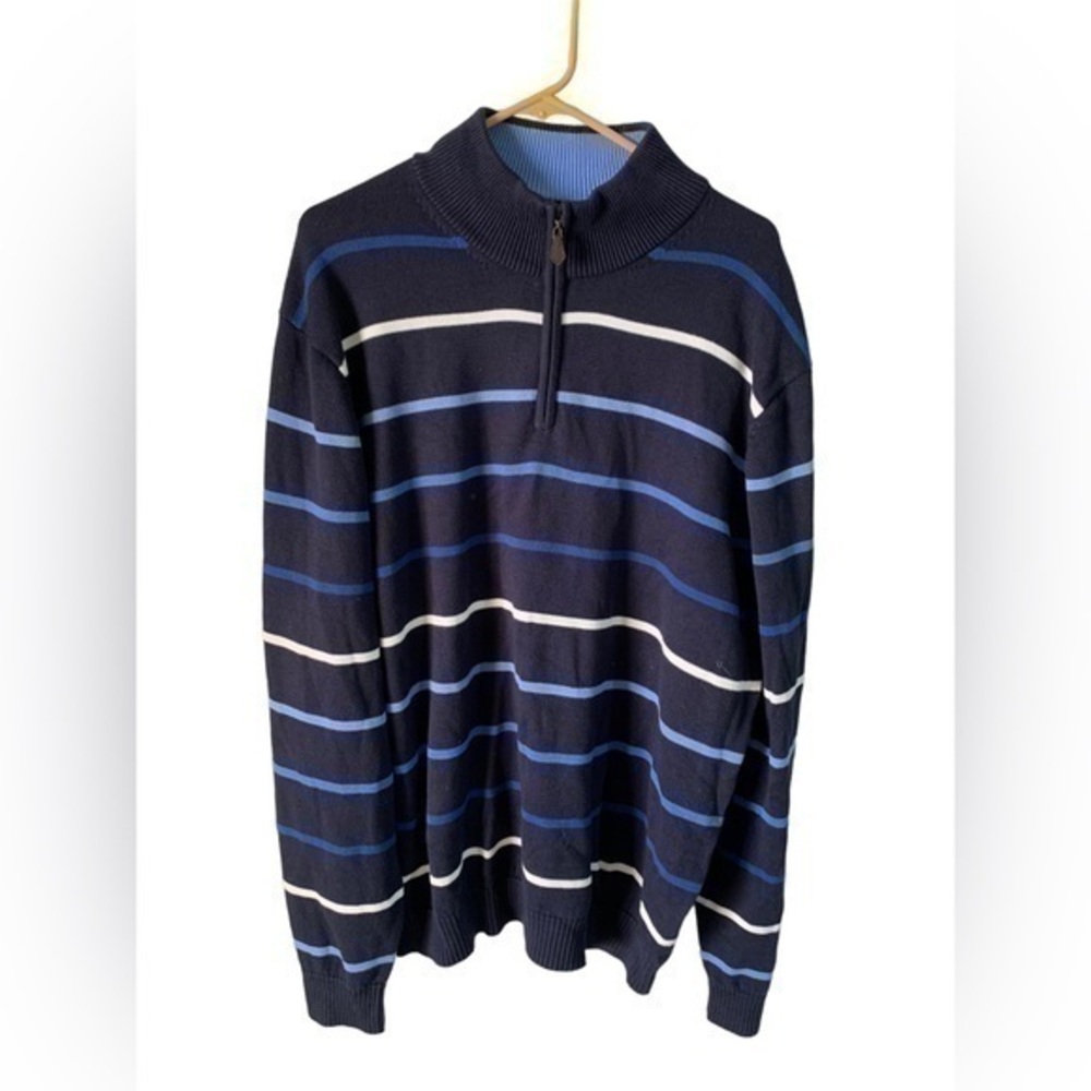 Brooks Brothers Cotton Long Sleeve Striped Quarter Zip Sweater Size XXL